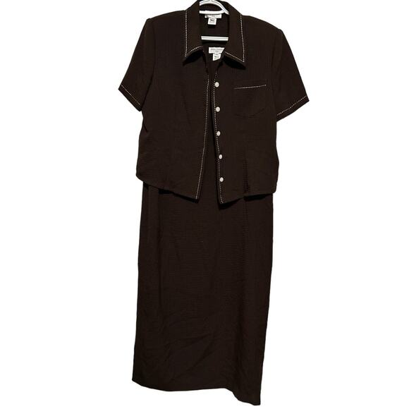 Miss Dorby Women's Brown Dress Size 16 Button Front Brown Jacket Size 14 - Picture 1 of 13